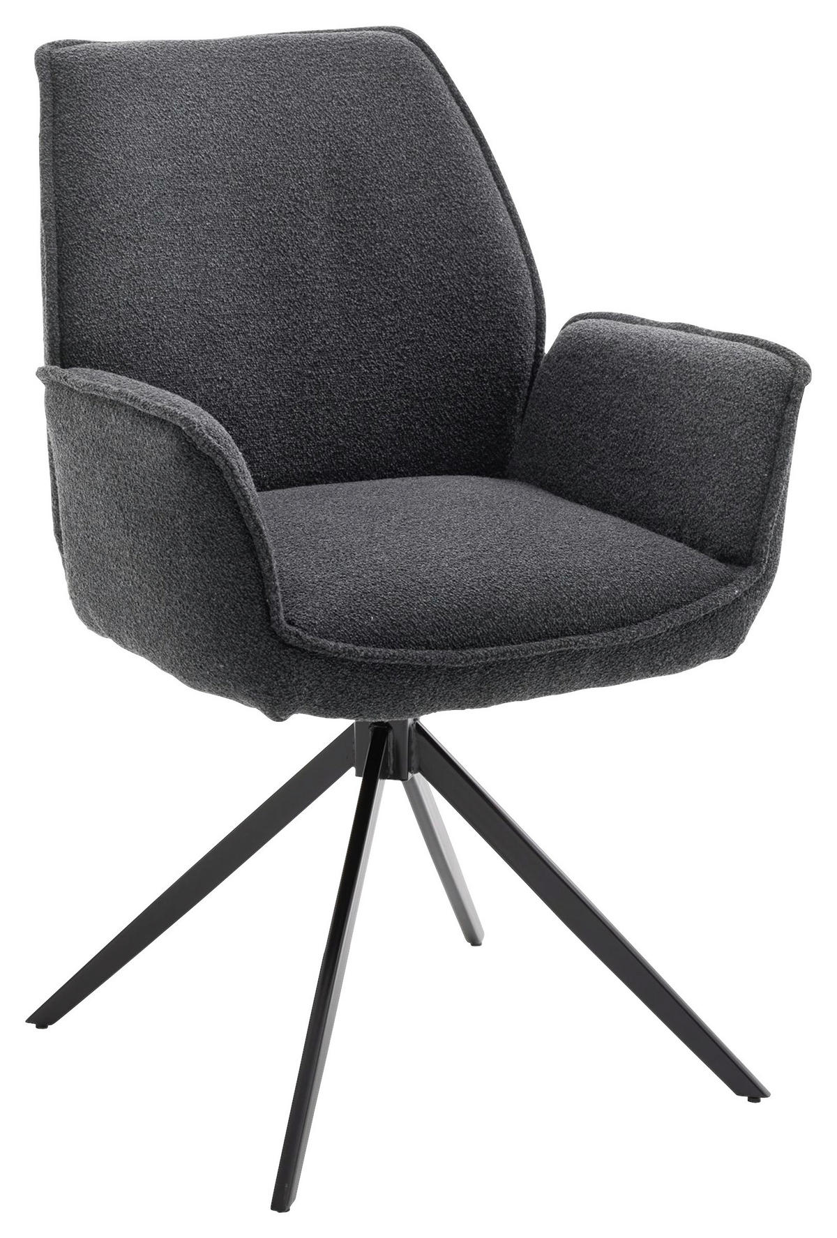 ARMLEHNSTUHL  in Bouclé  - Anthrazit/Schwarz, Design, Textil/Metall (63/91/65cm) - Musterring