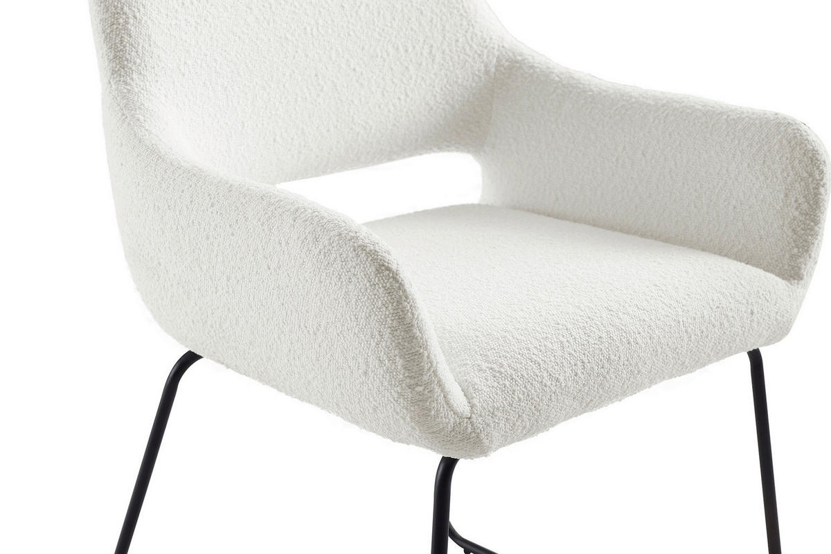 STOLIČKA S PODRÚČKAMI, buklé, biela - čierna/biela, Modern, kov/textil (63,5/82,5/59cm) - Livetastic