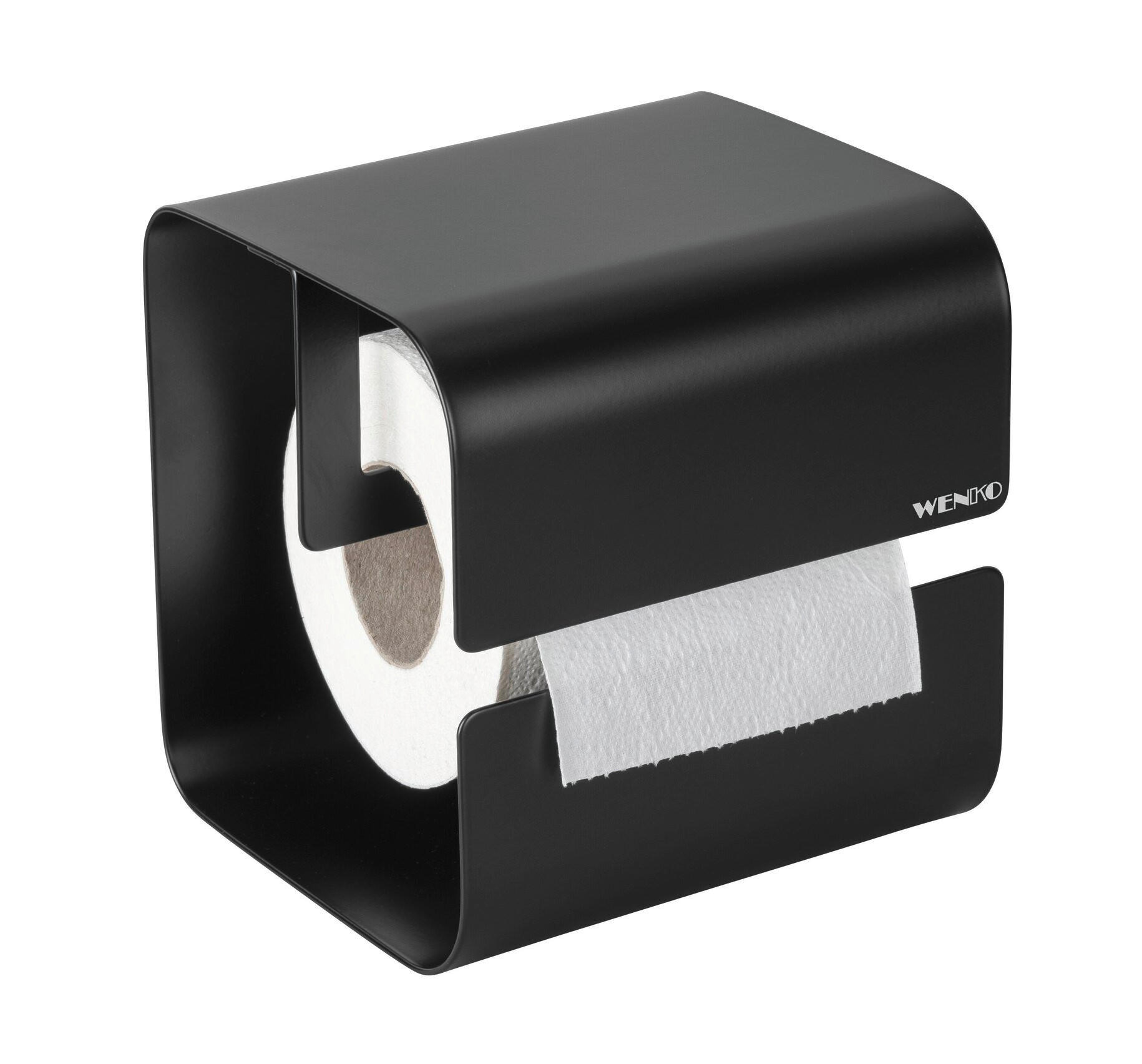 TOILETTENPAPIERHALTER - Schwarz, MODERN, Metall (14/14,5/13,7cm) - Wenko