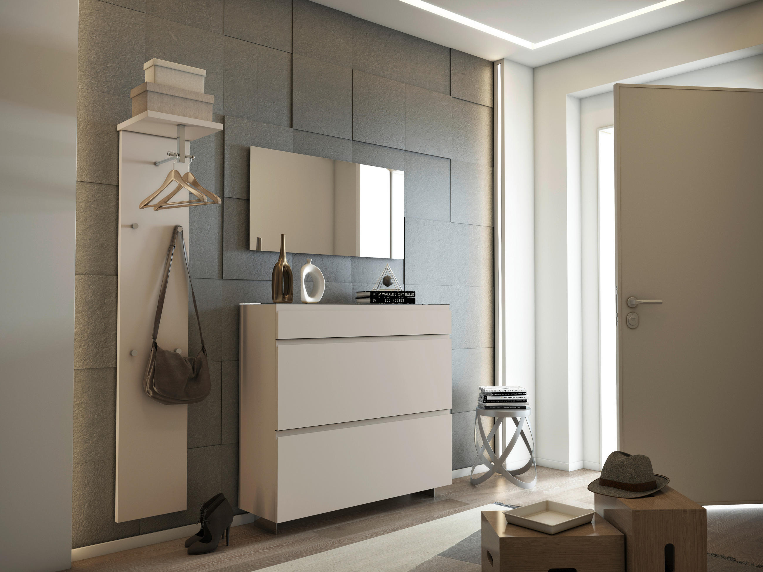 HÄNGESCHUHSCHRANK Taupe  - Taupe, Design, Glas/Holzwerkstoff (110/96/33cm) - Moderano