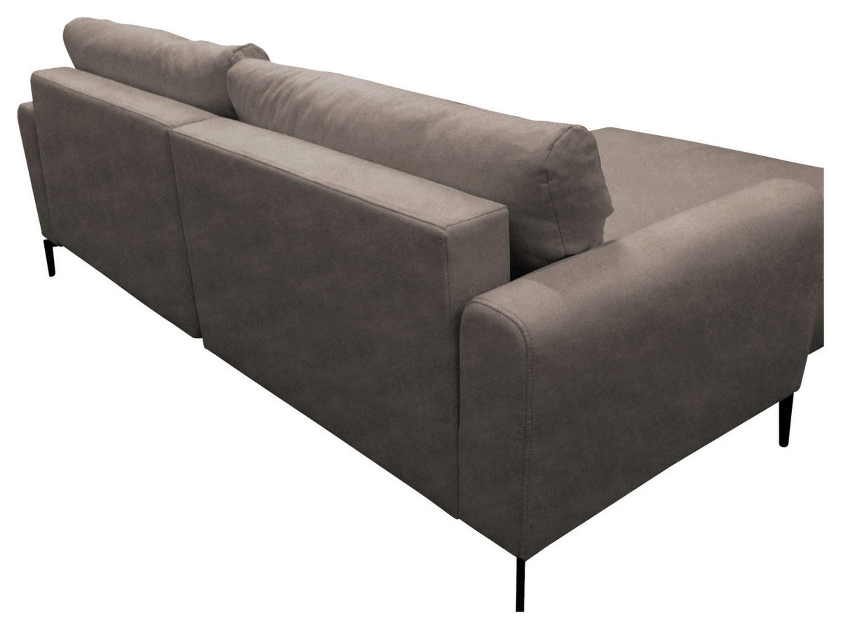 ECKSOFA Hellbraun Flachgewebe  - Hellbraun/Schwarz, Design, Textil/Metall (163/240cm) - MID.YOU