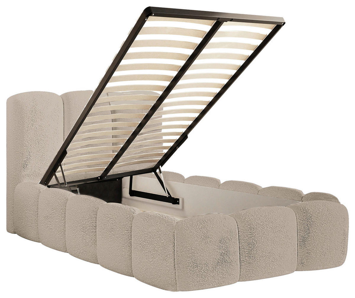 POLSTERBETT Lattenrost, Bettkasten 120/200 cm  in Sandfarben  - Sandfarben, MODERN, Holz/Textil (120/200cm) - Livetastic