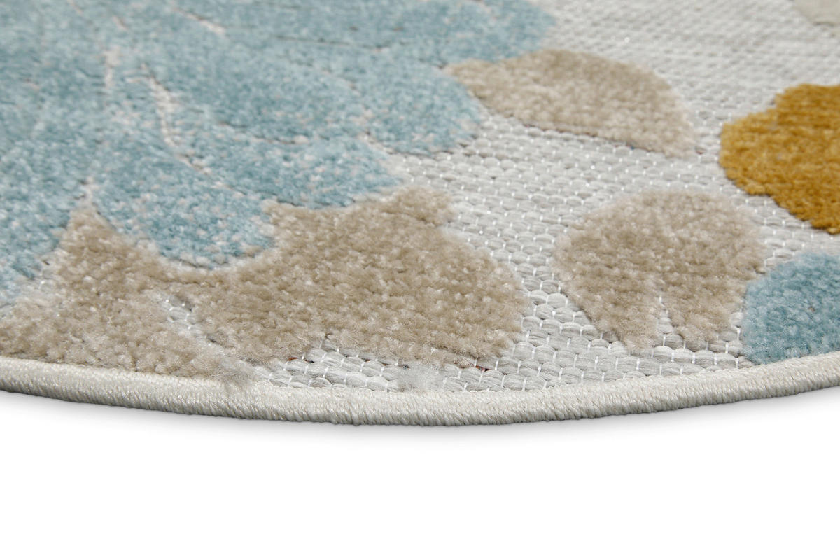 OUTDOORTEPPICH 160 cm Beach Flower Hellblau, Beige, Currygelb  - Currygelb/Beige, KONVENTIONELL, Textil (160cm) - WECON HOME