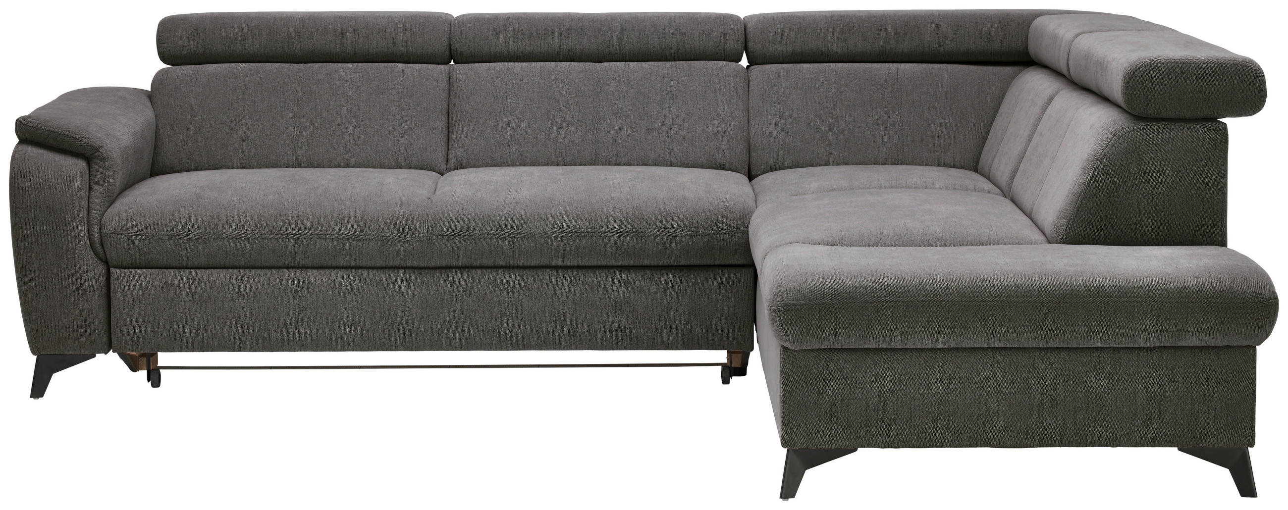 Ecksofa inkl. Funktionen in Chenille Anthrazit  - Anthrazit/Schwarz, Design, Textil/Metall (260/203cm) - Stylife
