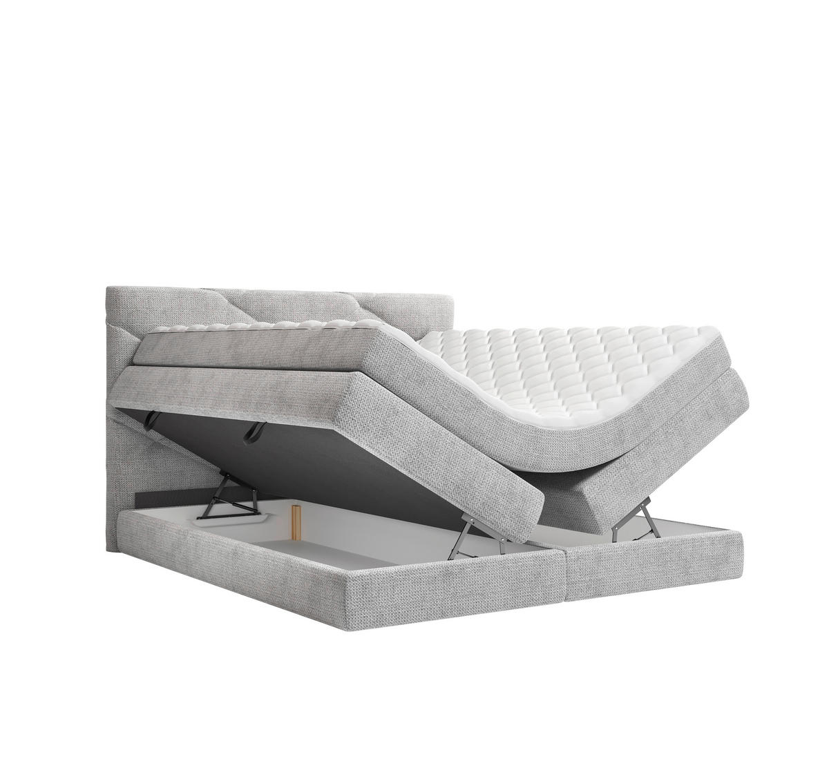 BOXSPRINGBETT 140/200 cm,  in Grau, Bettkasten, Matratzen, H2 + H3 = mittel + fest  - Schwarz/Grau, KONVENTIONELL, Kunststoff/Textil (140/200cm) - Carryhome