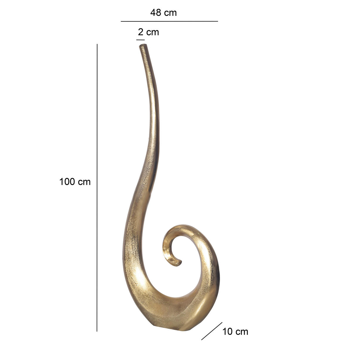 DEKOVASE  - Goldfarben, Design, Metall (48/100/10cm) - Livetastic