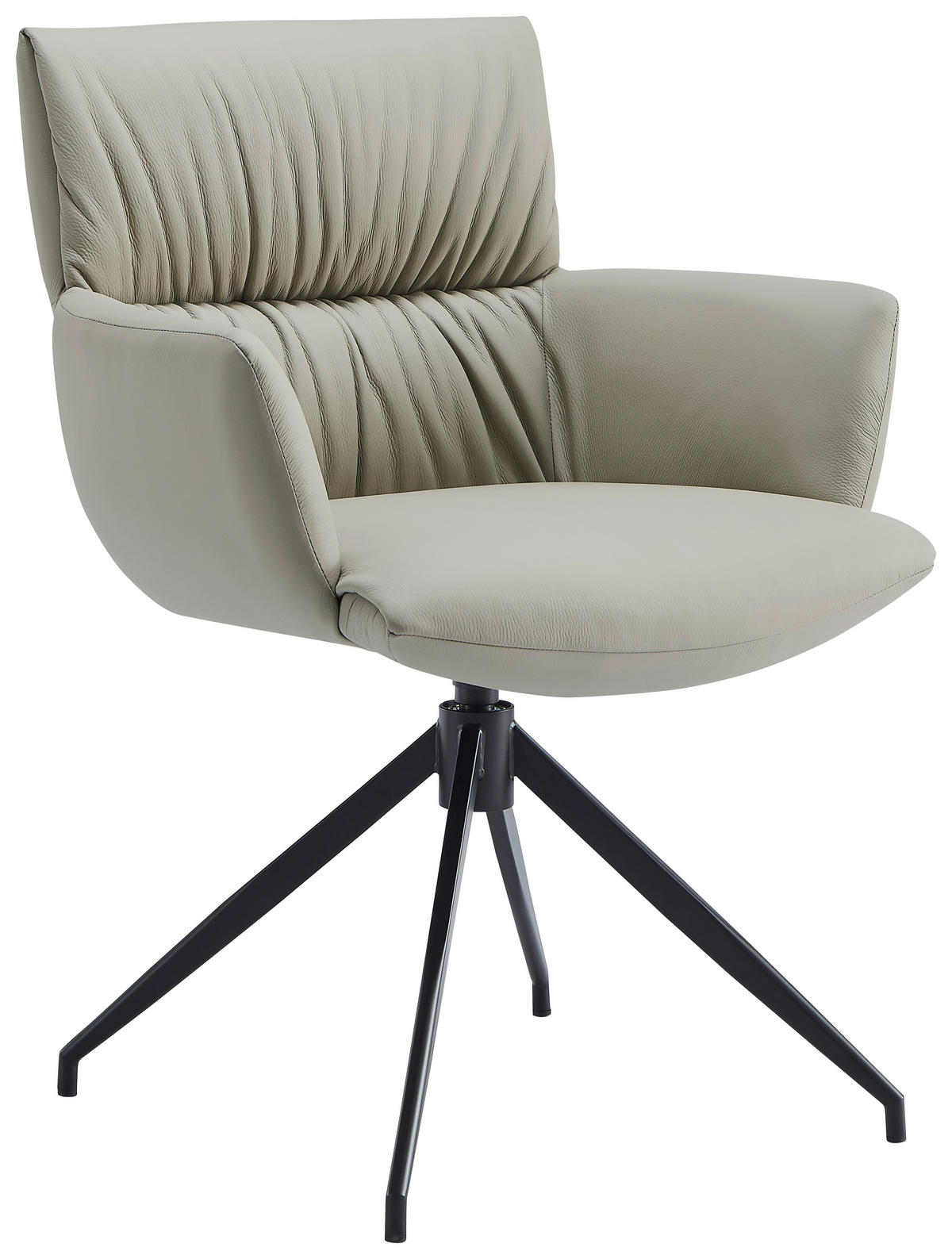ARMLEHNSTUHL  in Eisen Echtleder pigmentiert  - Schwarz/Cappuccino, Design, Leder/Metall (64/86/63cm) - Dieter Knoll