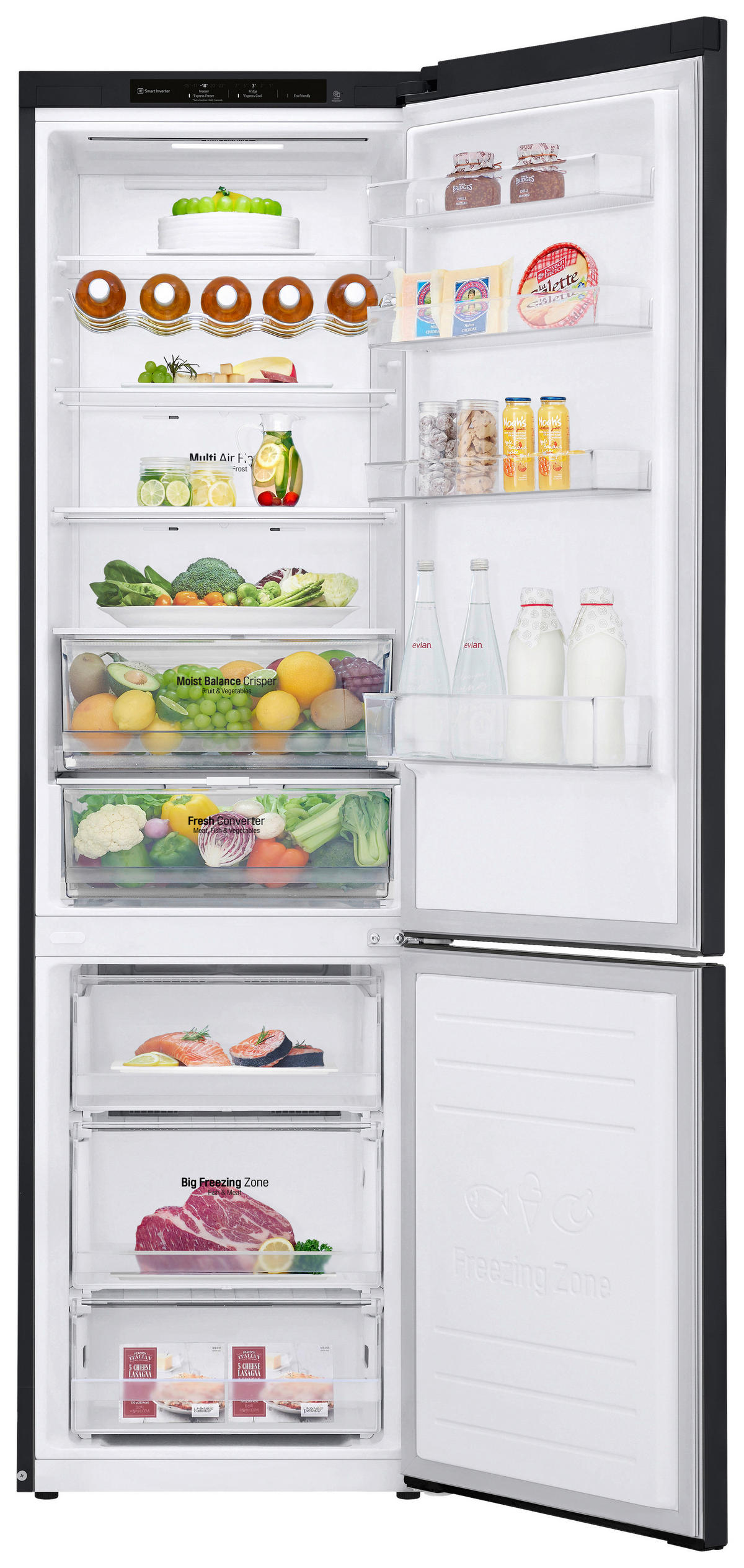 KÜHL-GEFRIER-KOMBINATION 59,5/203/67,5 cm GBB62MCGGN  - Schwarz, Trend, Glas/Kunststoff (59,5/203/67,5cm) - LG