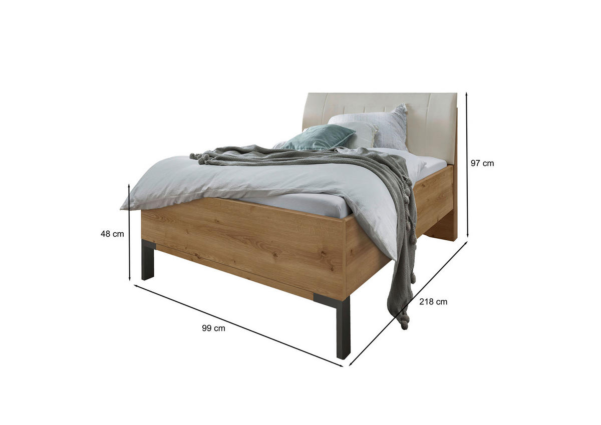 BETT 90/200 cm  in Champagner, Eiche Bianco   - Schieferfarben/Eiche Bianco, Konventionell, Holzwerkstoff/Textil (90/200cm) - Dieter Knoll