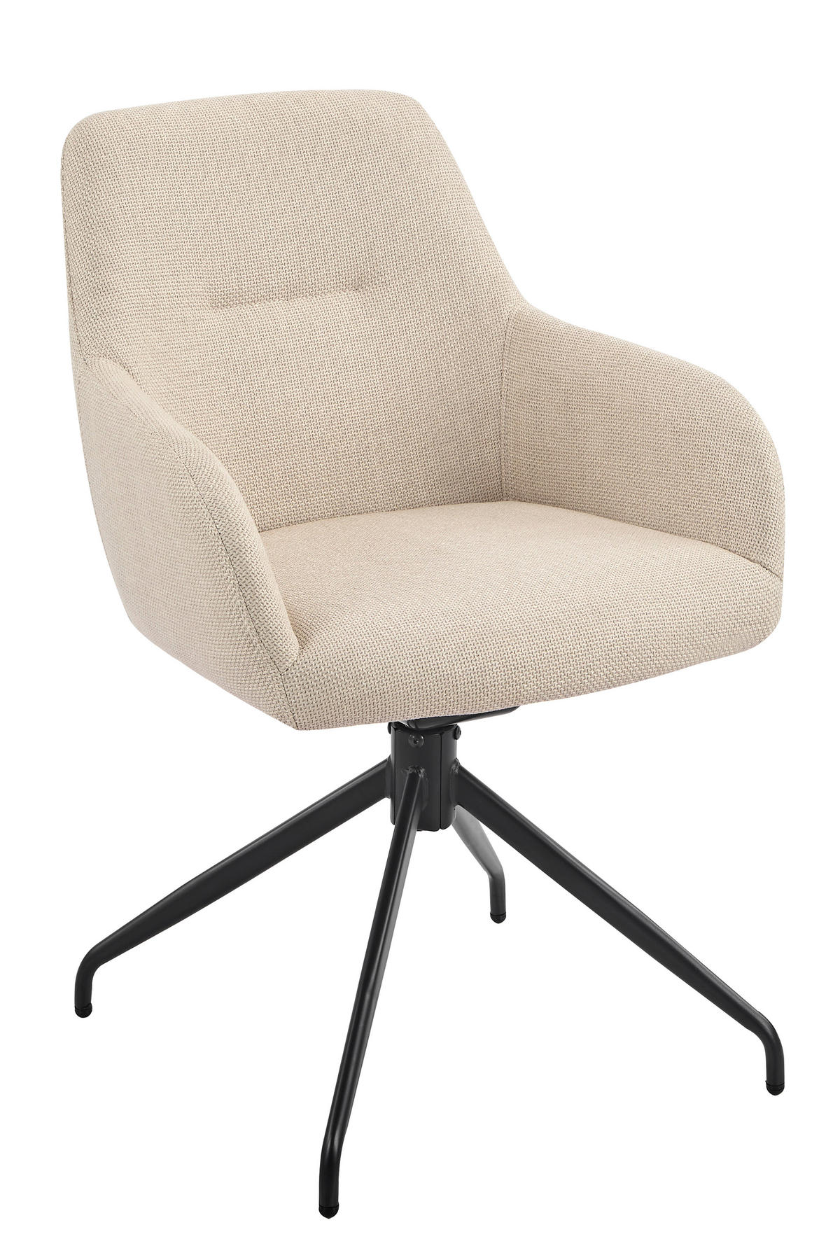 ARMLEHNSTUHL-SET 2 Stück  in Stahl Webstoff, Mikrofaser  - Beige/Schwarz, MODERN, Textil/Metall (56/83/60cm) - MID.YOU