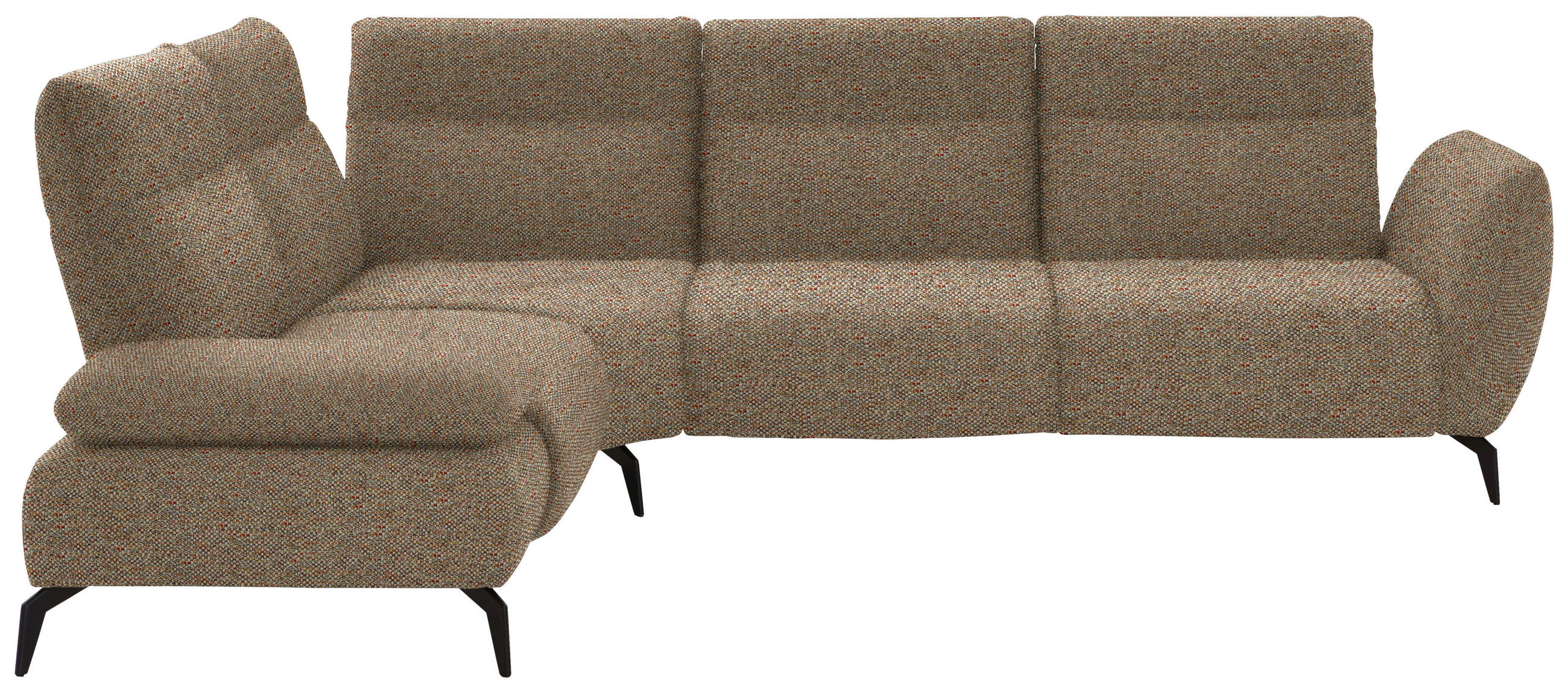 ECKSOFA in Webstoff Braun, Terracotta  - Terracotta/Schwarz, Design, Textil/Metall (223/290cm) - Moderano