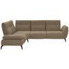 ECKSOFA in Webstoff Braun, Terracotta  - Terracotta/Schwarz, Design, Textil/Metall (223/290cm) - Moderano