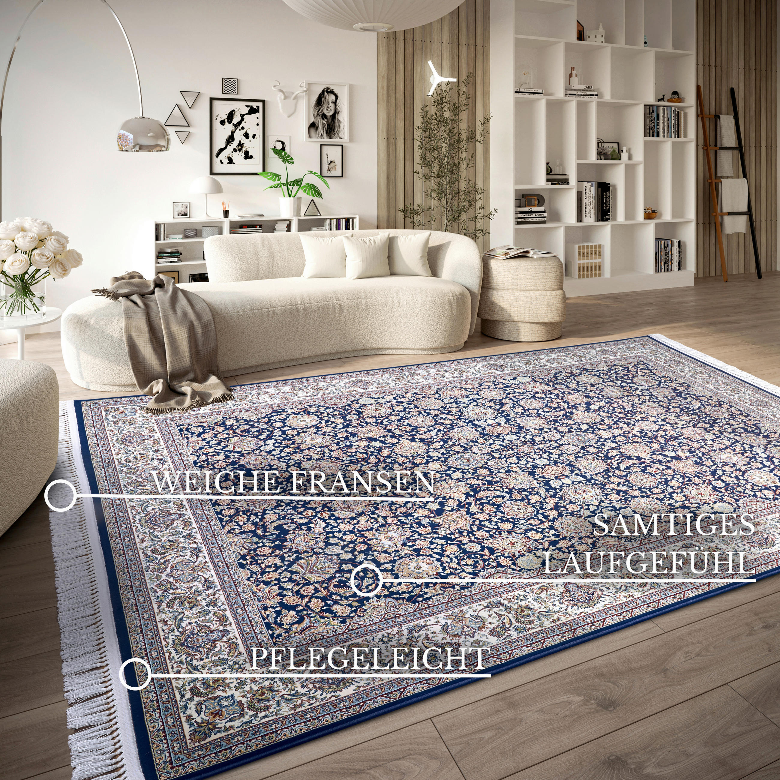 FLACHWEBETEPPICH 155/235 cm Kollektion 1870 Blau, Creme  - Blau/Creme, Design, Kunststoff/Textil (155/235cm) - Villeroy & Boch
