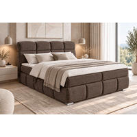 BOXBETT 140/200 cm,  in Braun, Bettkasten, Topper,  - Chromfarben/Braun, MODERN, Holz/Kunststoff (140/200cm) - MID.YOU