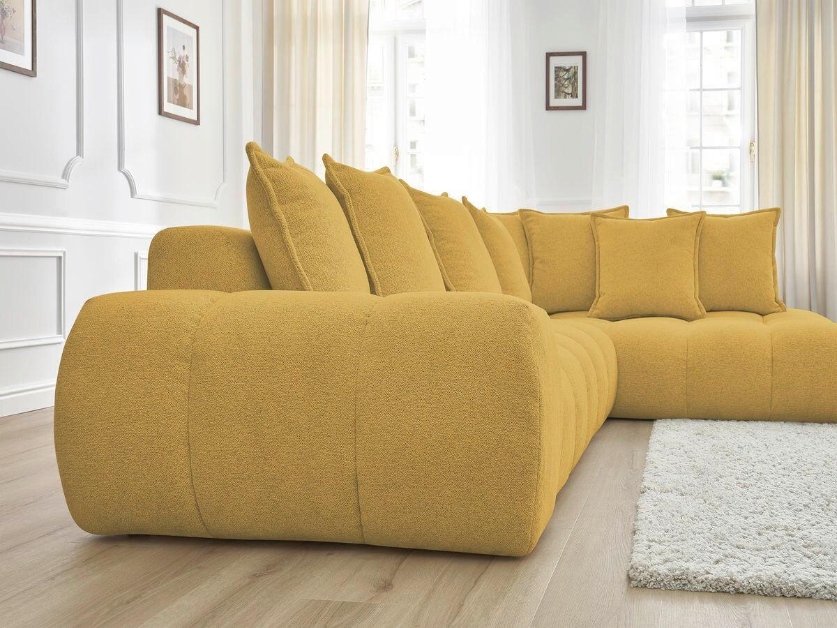 ECKSOFA Ottomane rechts  EVEREST Gelb Flachgewebe  - Gelb/Schwarz, MODERN, Kunststoff/Textil (352/210cm) - Livetastic