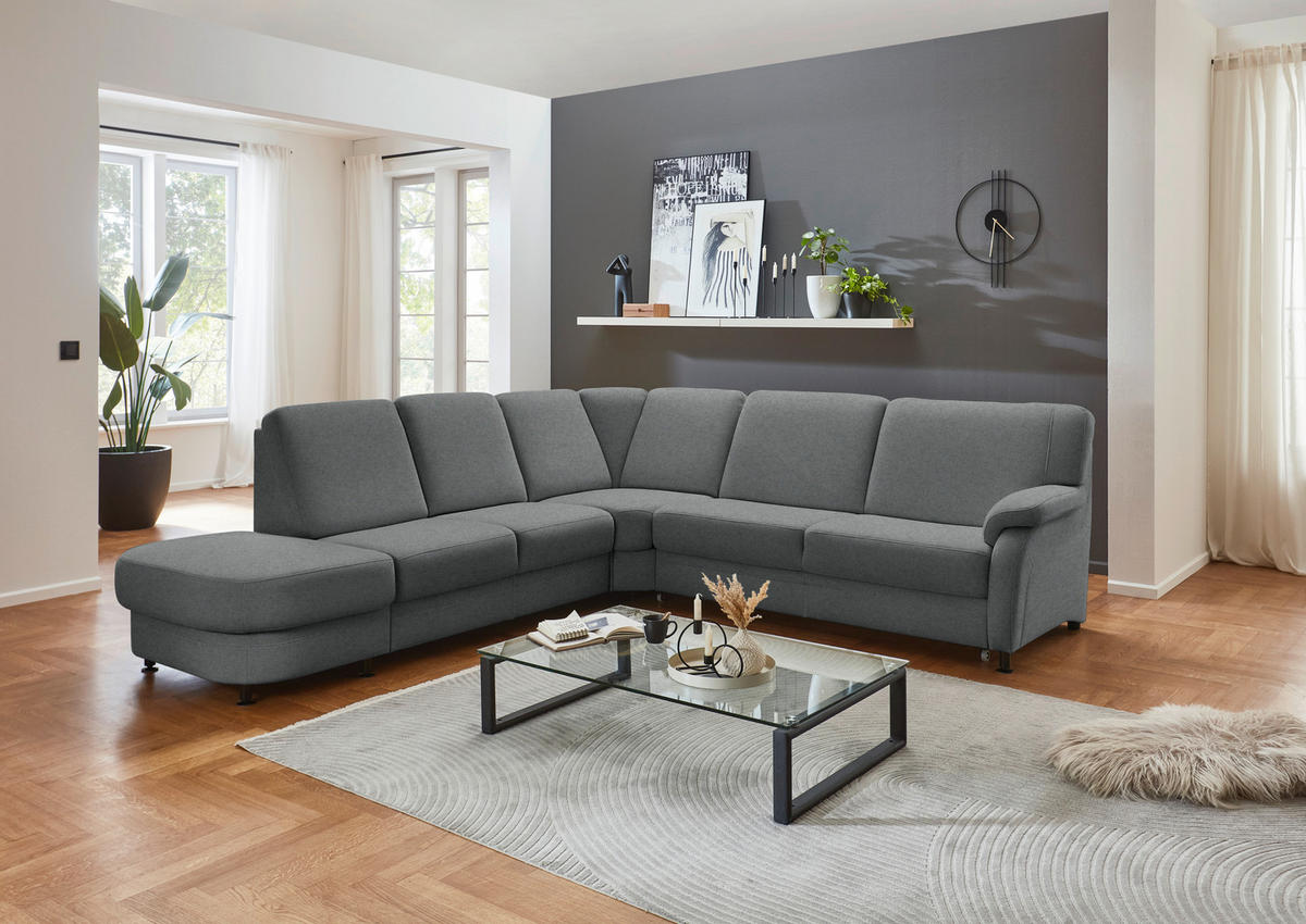 ECKSOFA Flachgewebe Anthrazit  - Anthrazit/Schwarz, Konventionell, Textil/Metall (287/269cm) - Beldomo System