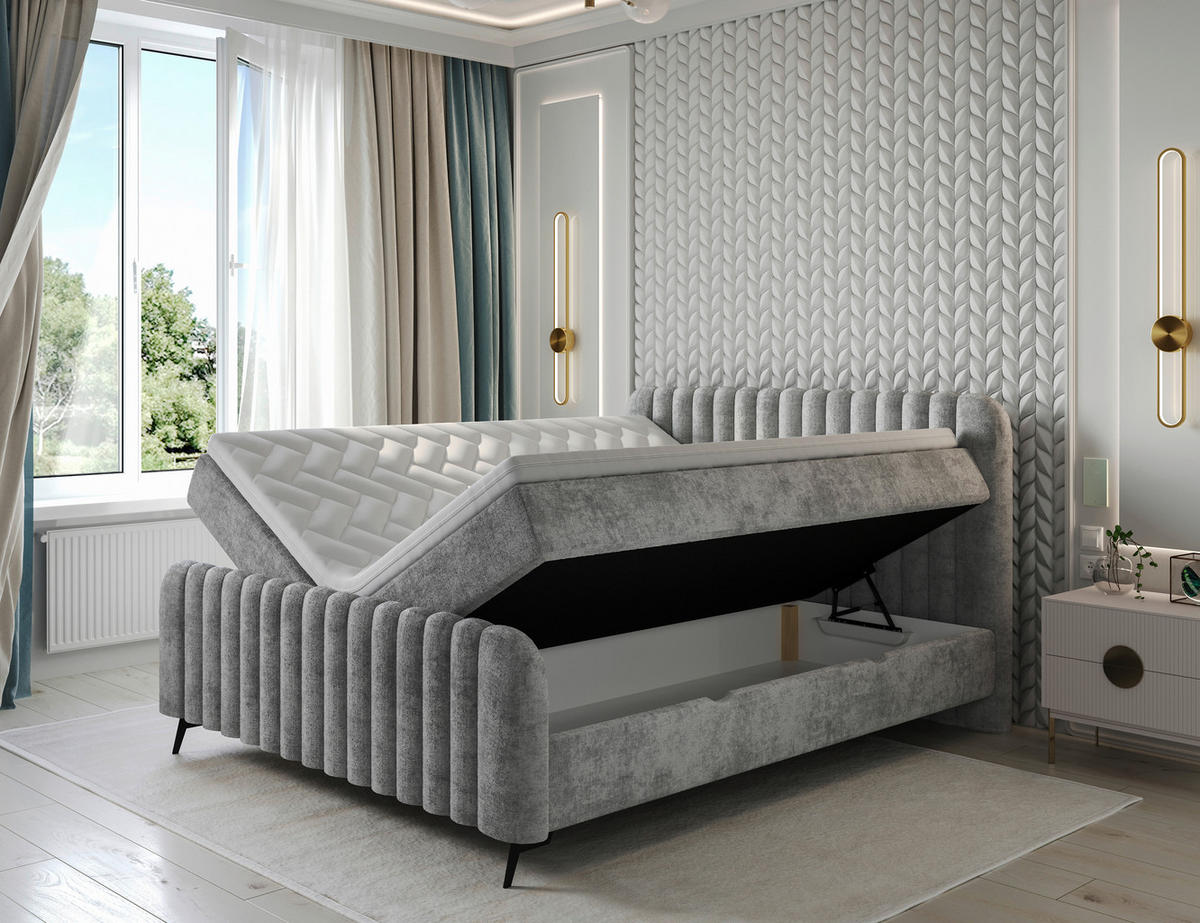 BOXBETT 180/200 cm  in Grau  - Schwarz/Grau, MODERN, Holz/Holzwerkstoff (180/200cm) - MID.YOU