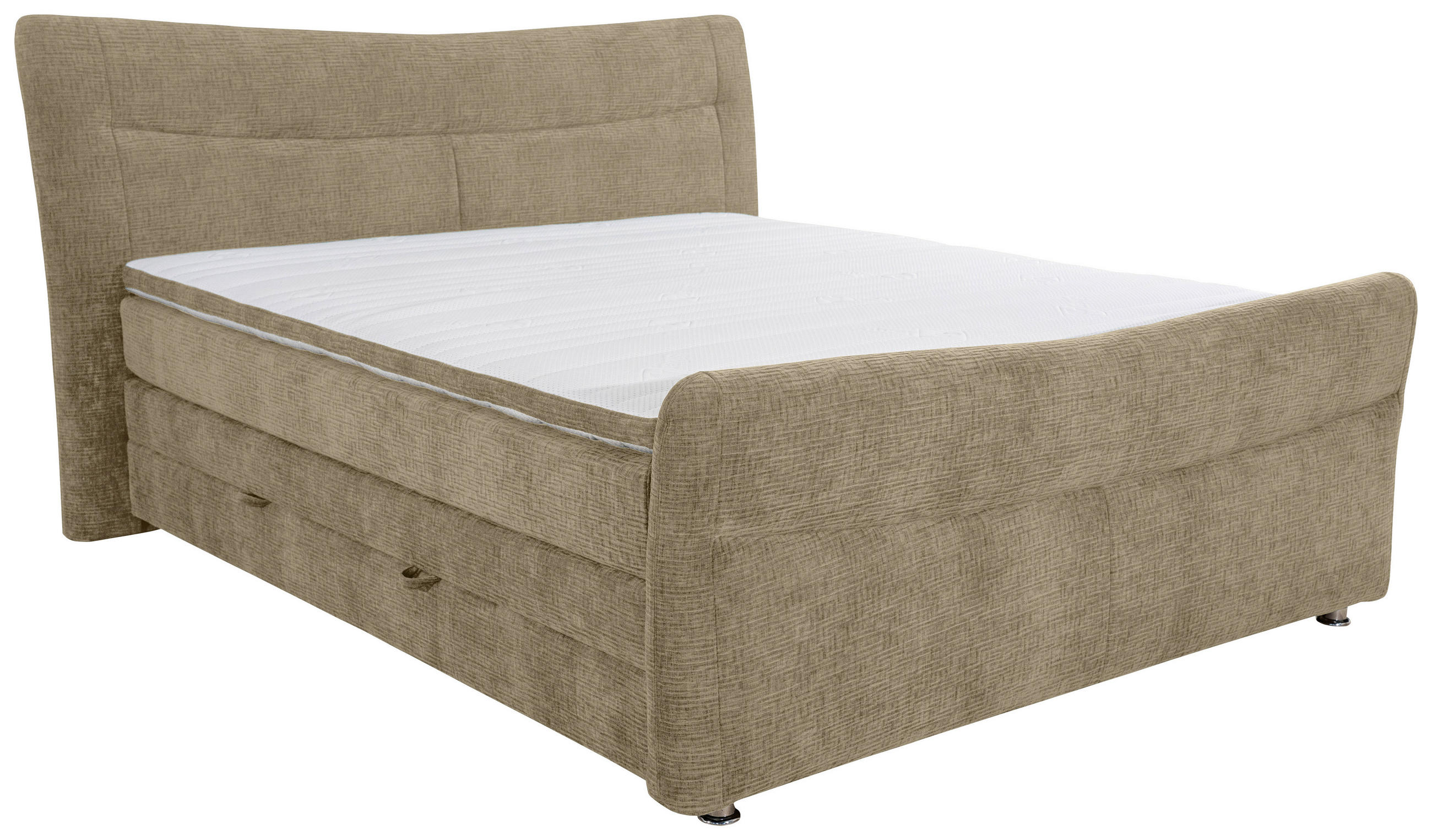 BOXSPRINGBETT 180/200 cm  in Hellbraun  - Chromfarben/Hellbraun, Konventionell, Textil/Metall (180/200cm) - Esposa