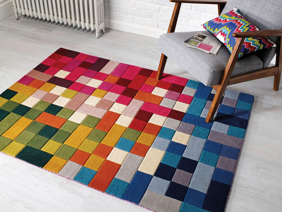 WOLLTEPPICH 160/230 cm Illusion Multicolor  - Multicolor, KONVENTIONELL, Textil (160/230cm) - Xora