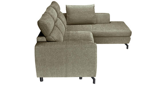ECKSOFA Olivgrün Chenille  inkl. Zierkissen, Bettkasten, Schlaffunktion, Rücken echt, Kopfteilverstellung, Liegefläche im Originalstoff  - Schwarz/Olivgrün, KONVENTIONELL, Textil/Metall (266/185cm) - Carryhome