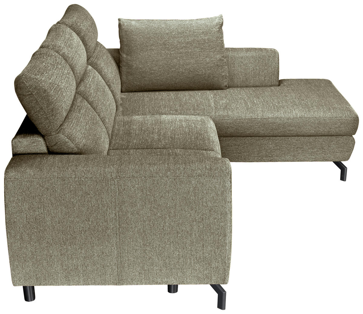 ECKSOFA Olivgrün Chenille  - Schwarz/Olivgrün, KONVENTIONELL, Textil/Metall (240/185cm) - Carryhome