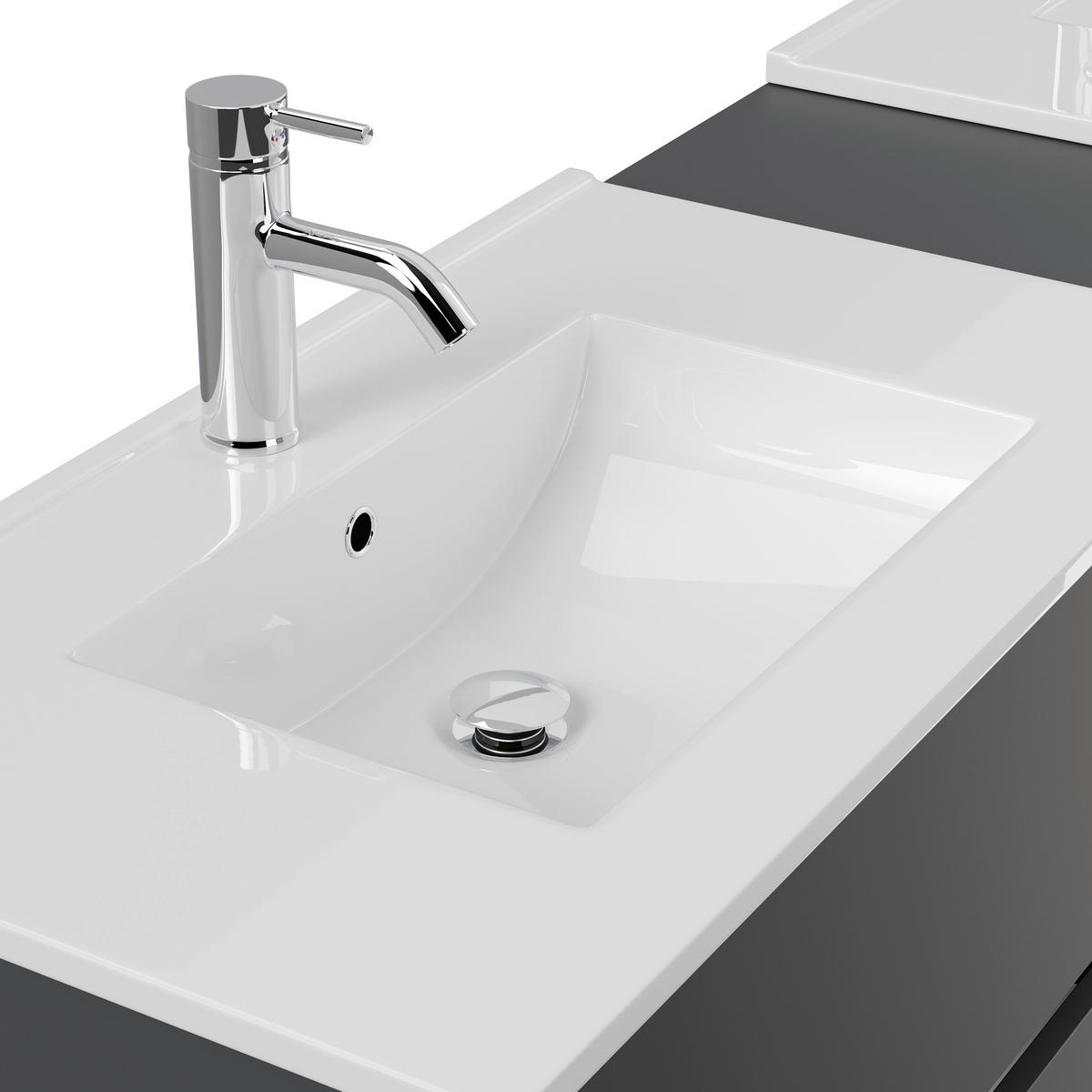 BADEZIMMER 3-teilig  in 190 cm  - Graphitfarben/Weiß, Trend, Glas/Holzwerkstoff (190cm) - MID.YOU