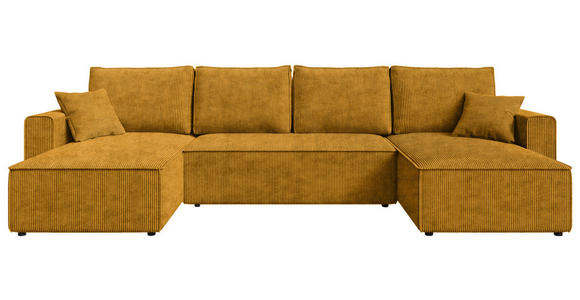 WOHNLANDSCHAFT Currygelb Cord  - Currygelb/Schwarz, KONVENTIONELL, Kunststoff/Textil (140/305/140cm) - Carryhome