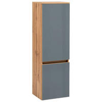 MIDISCHRANK 40/130/35 cm  - Eichefarben/Silberfarben, Konventionell, Glas/Holzwerkstoff (40/130/35cm) - Held