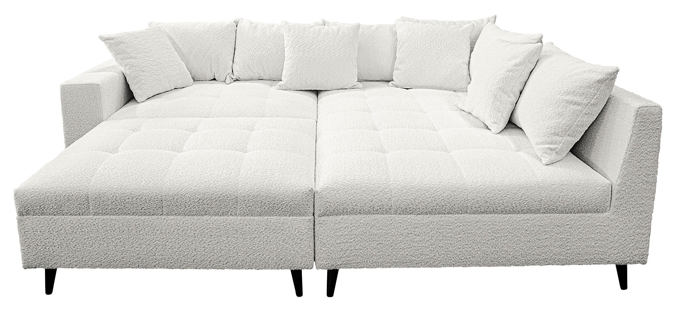 Ecksofa inkl. Hocker in Bouclé Hellgrau  - Hellgrau/Schwarz, Design, Holz/Textil (247/174cm) - MID.YOU