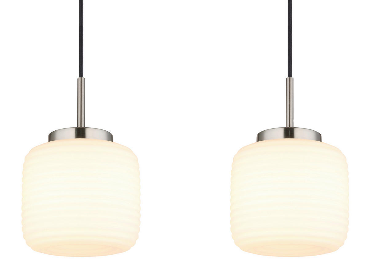 HÄNGELEUCHTE 24/130 cm  - Schwarz/Weiß, KONVENTIONELL, Glas/Textil (24/130cm) - Globo