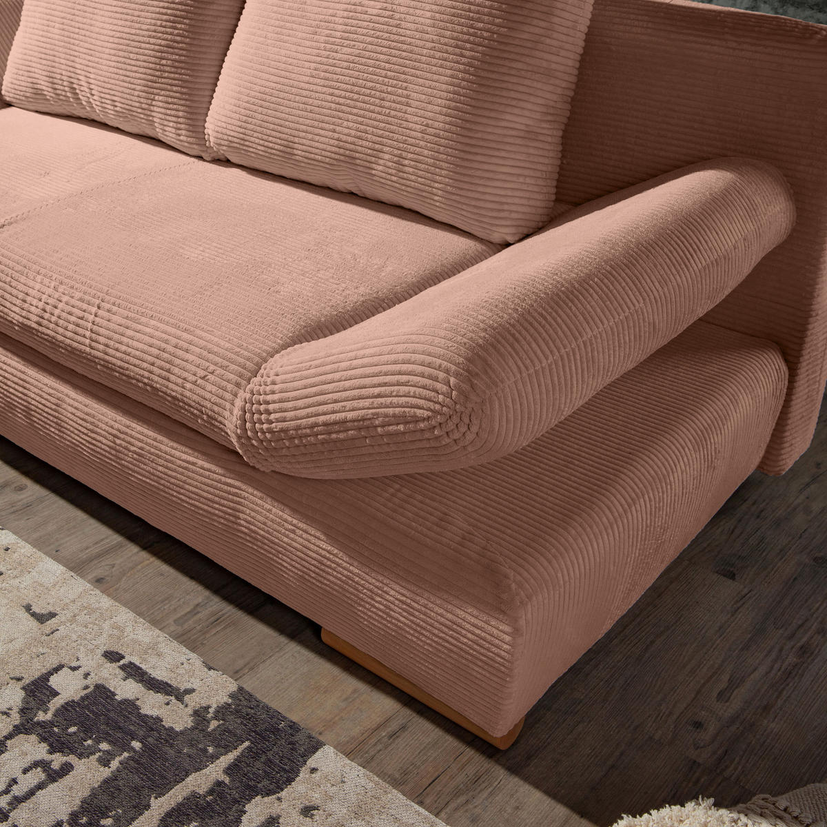 BÄDDSOFFA i manchester gammelrosa  - gammelrosa/naturfärgad, Klassisk, trä/textil (200/75/92cm) - Livetastic