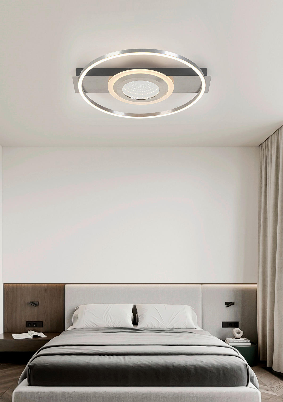LED-DECKENLEUCHTE 42/40/6 cm   - Grau/Nickelfarben, Trend, Kunststoff/Metall (42/40/6cm) - Novel