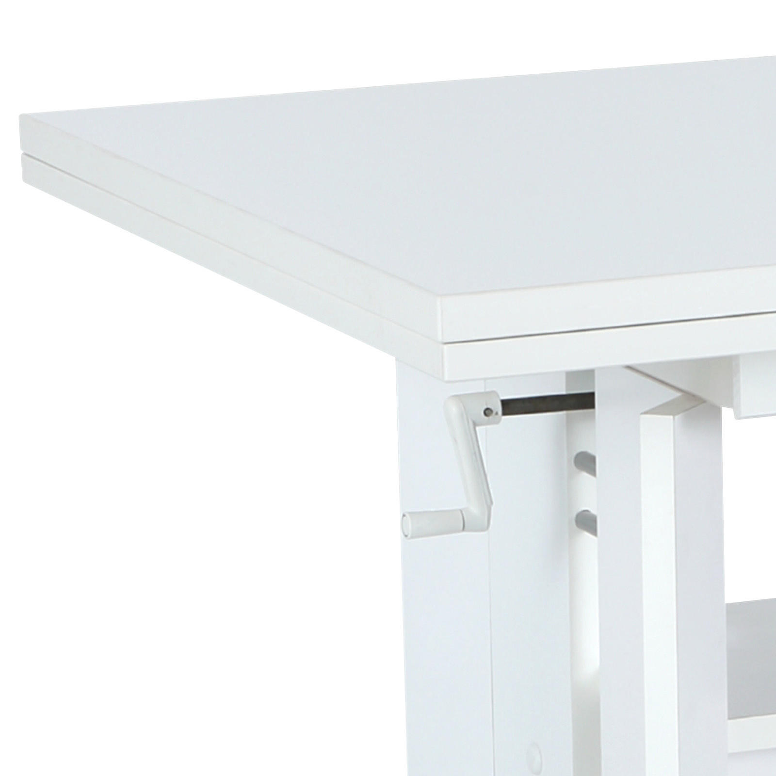 Thumbnail - Mid.you Couchtisch, Weiß, Holzwerkstoff, rechteckig, Wange, 68x50-60x110-180 cm, ausziehbar, höhenverstellbar, offenes F...