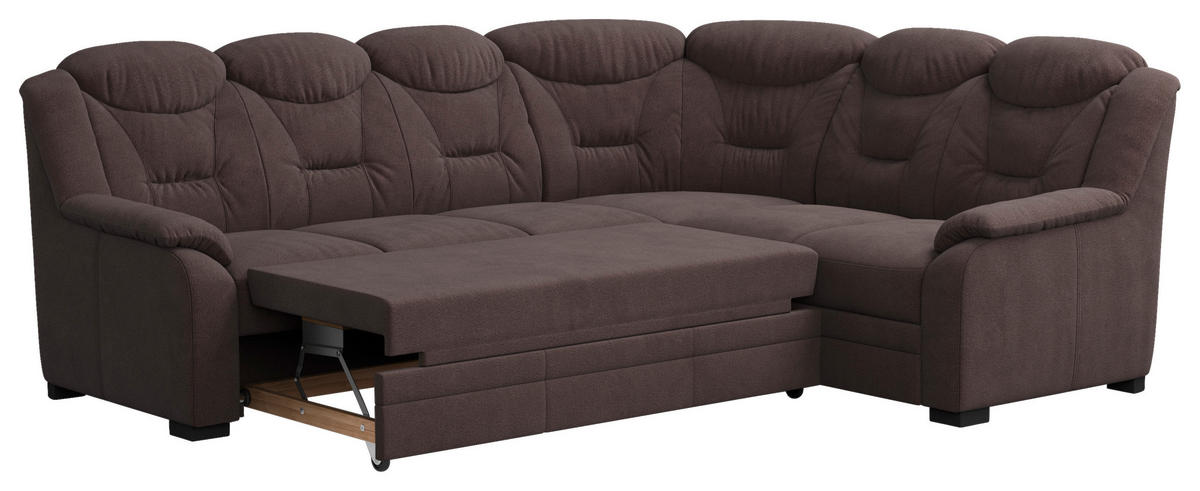 ECKSOFA in Chenille Braun  - Schwarz/Braun, Basics, Kunststoff/Textil (263/211cm) - MID.YOU