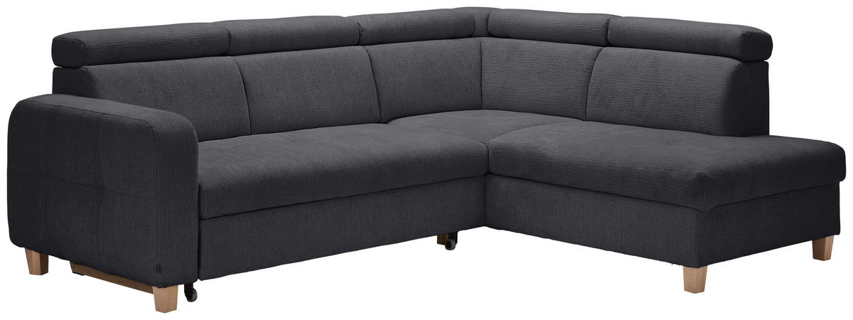 ECKSOFA inkl. Funktionen Graphitfarben Samt  - Graphitfarben/Bronzefarben, Design, Holz/Textil (261/206cm) - Venda
