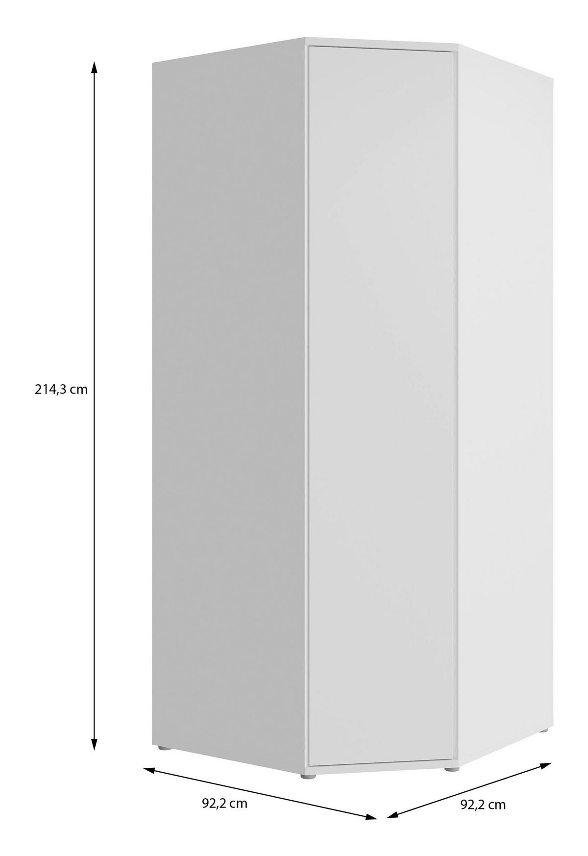 ECKKLEIDERSCHRANK 92/214/92 cm Weiß  - Weiß, Trend, Holzwerkstoff (92/214/92cm) - Carryhome