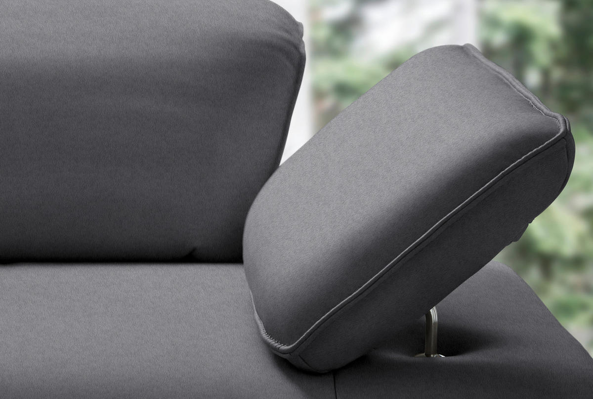 ECKSOFA  in Echtleder Dunkelgrau  230/290 cm  - Dunkelgrau/Anthrazit, Design, Leder/Metall (230/290cm) - Johann Jakob