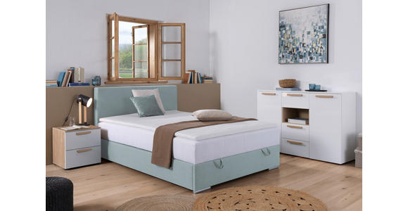 BOXBETT 90/200 cm  in Hellblau  - Chromfarben/Hellblau, KONVENTIONELL, Kunststoff/Textil (90/200cm) - Carryhome