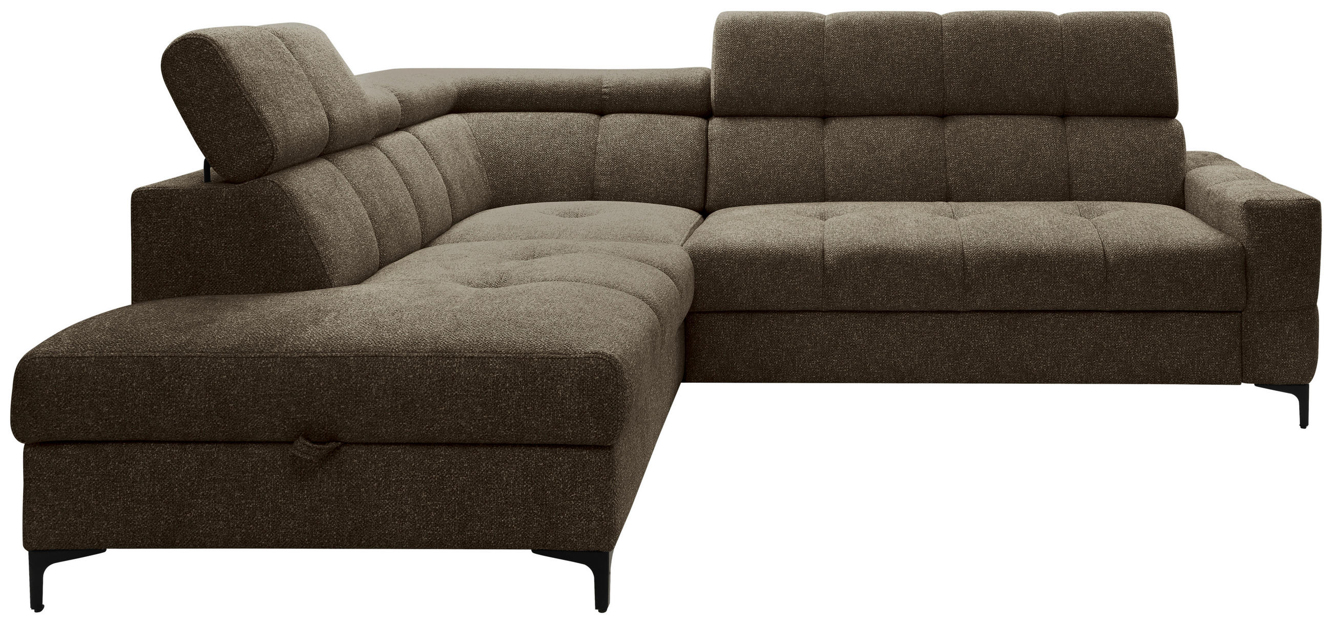 ECKSOFA Struktur Dunkelgrün  - Dunkelgrün/Schwarz, Modern, Textil/Metall (212/254cm) - Carryhome