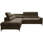 ECKSOFA Dunkelgrün Struktur Bettkasten, Kopfteilverstellung, Liegefläche im Originalstoff  - Dunkelgrün/Schwarz, MODERN, Textil/Metall (212/254cm) - Carryhome