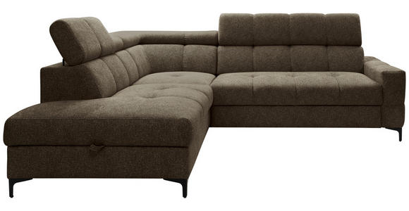 ECKSOFA Dunkelgrün Struktur Bettkasten, Kopfteilverstellung, Liegefläche im Originalstoff  - Dunkelgrün/Schwarz, MODERN, Textil/Metall (212/254cm) - Carryhome