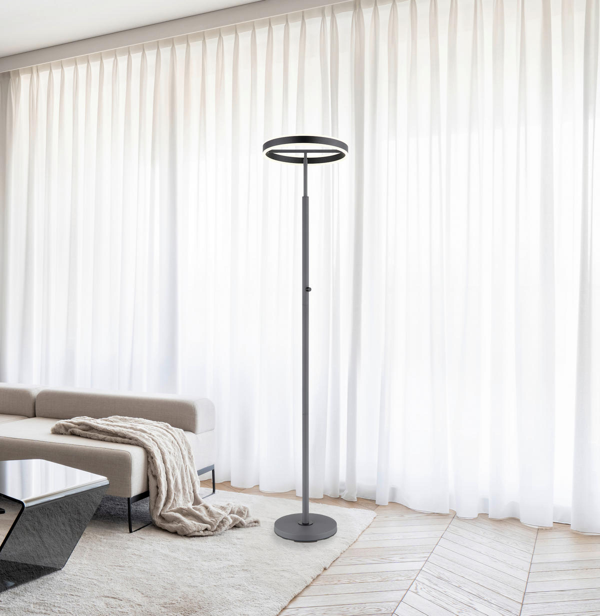 STOJACÍ LED LAMPA, 40/181 cm  - bílá/černá, Design, kov/plast (40/181cm) - Globo