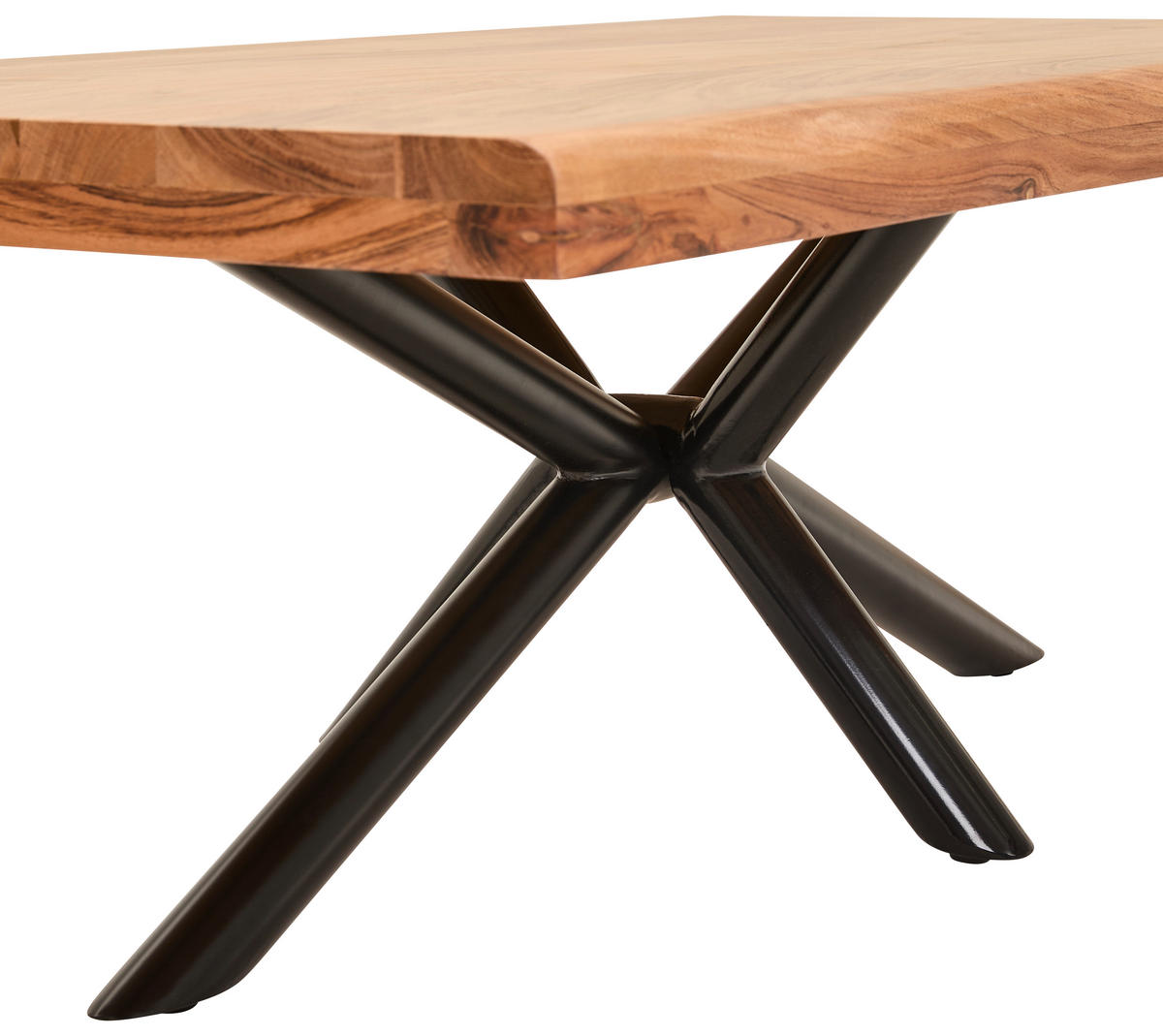 COUCHTISCH Akazie teilmassiv 120/70/45 cm rechteckig Naturfarben, Schwarz  - Schwarz/Naturfarben, Design, Holz/Metall (120/70/45cm) - Livetastic