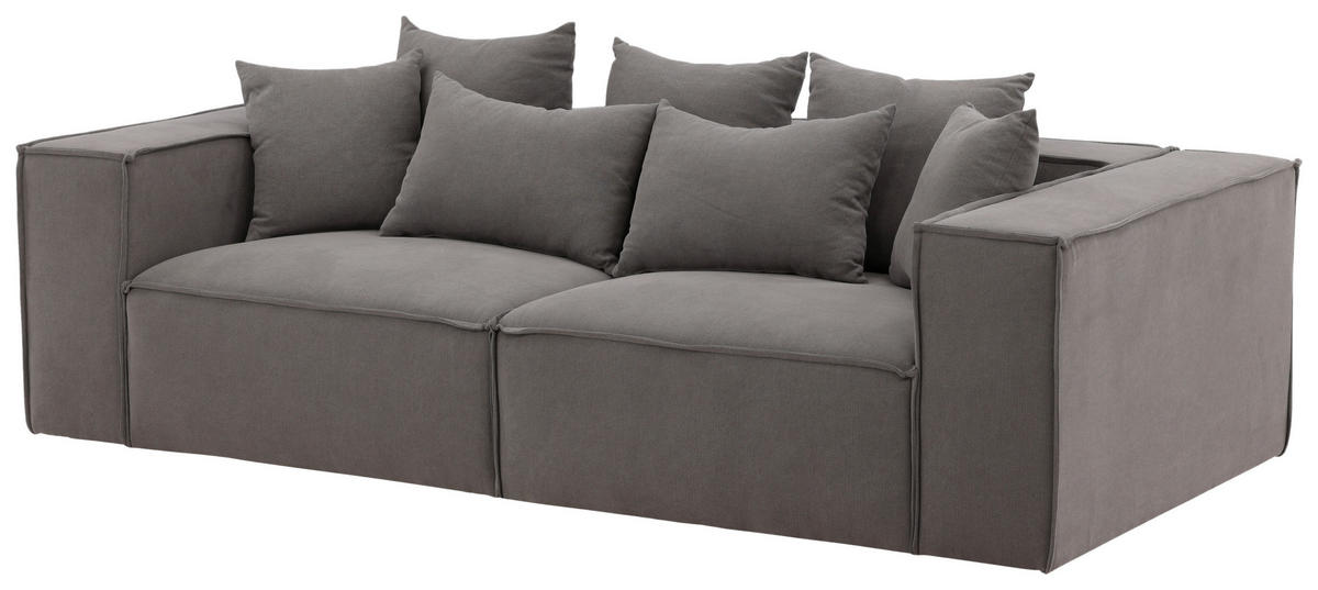 2-SITS SOFFA i plast, textil grå, svart  - grå/svart, Design, textil/plast (232/80/116cm) - Livetastic