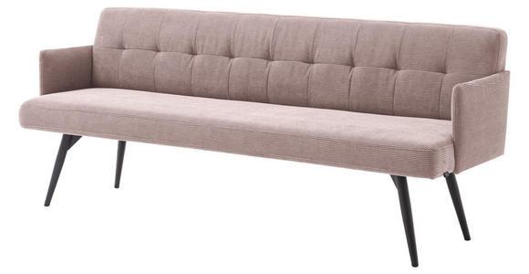 SITZBANK in Textil Altrosa - Schwarz/Altrosa, Design, Textil/Metall (206/85/69cm) - Johann Jakob
