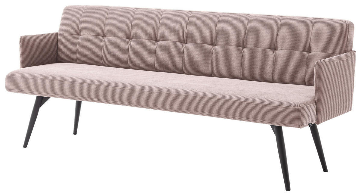 SITZBANK in Textil Altrosa  - Schwarz/Altrosa, Design, Textil/Metall (206/85/69cm) - Johann Jakob