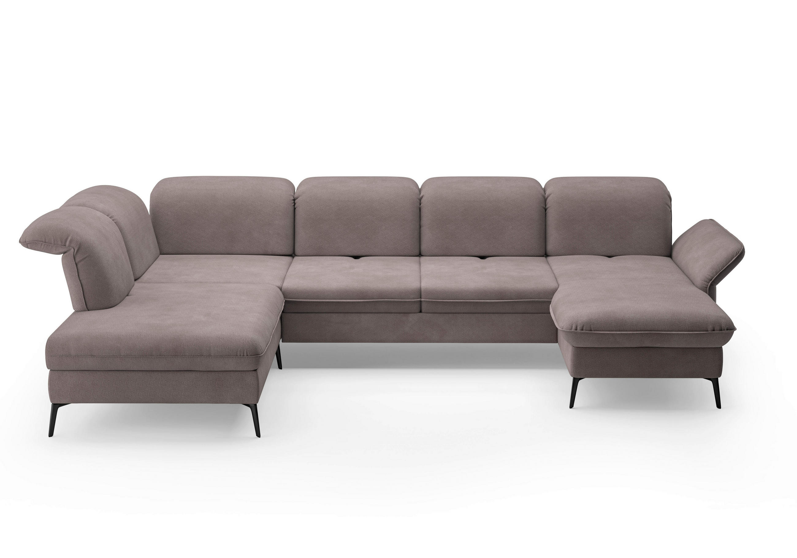 WOHNLANDSCHAFT in Flachgewebe Taupe  - Taupe/Schwarz, KONVENTIONELL, Textil/Metall (231/359/198cm) - Sit & More