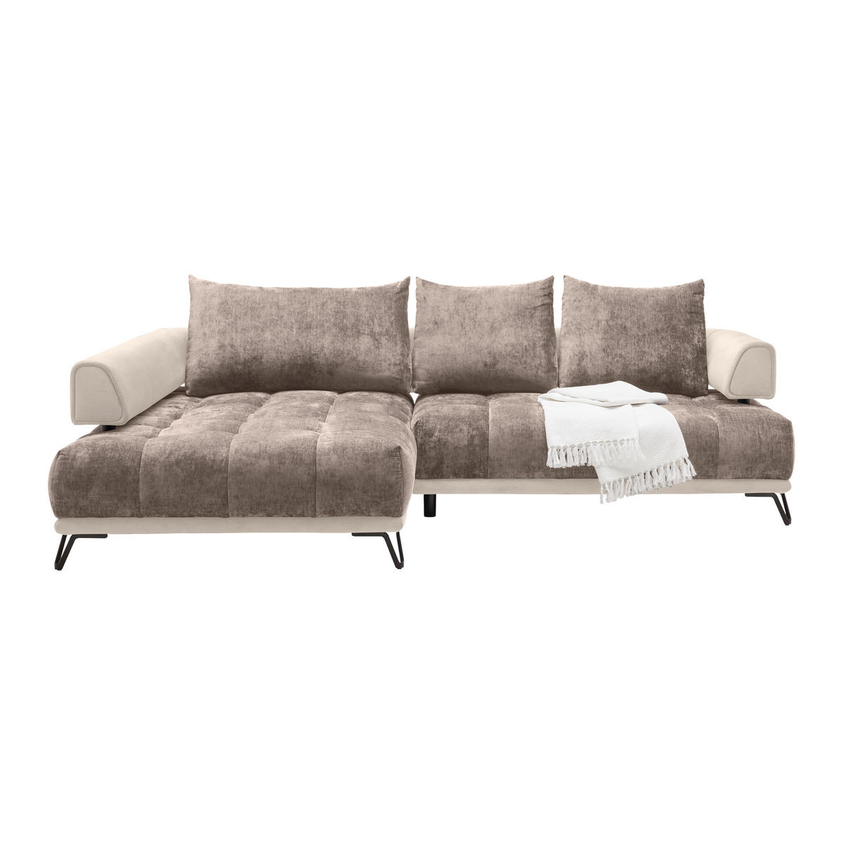 HÖRNSOFFA i cappuccino  - cappuccino/svart, Modern, metall/textil (184/262cm) - MID.YOU