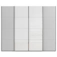 SCHWEBETÜRENSCHRANK 271/223/68 cm 4-türig Grau, Weiß  - Chromfarben/Weiß, KONVENTIONELL, Glas/Holzwerkstoff (271/223/68cm) - Novel