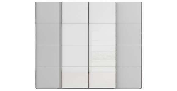 SCHWEBETÜRENSCHRANK 271/223/68 cm 4-türig Grau, Weiß  - Chromfarben/Weiß, KONVENTIONELL, Glas/Holzwerkstoff (271/223/68cm) - Novel